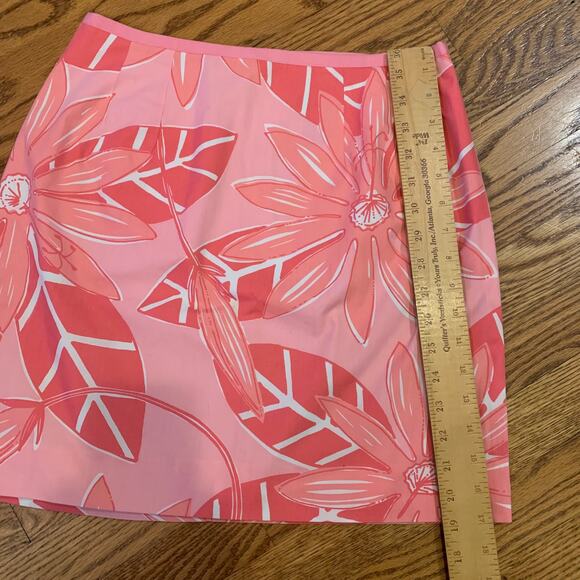 Lilly Pulitzer Skirt Pink Floral Palm Print White Label Size 4 - Picture 5 of 8